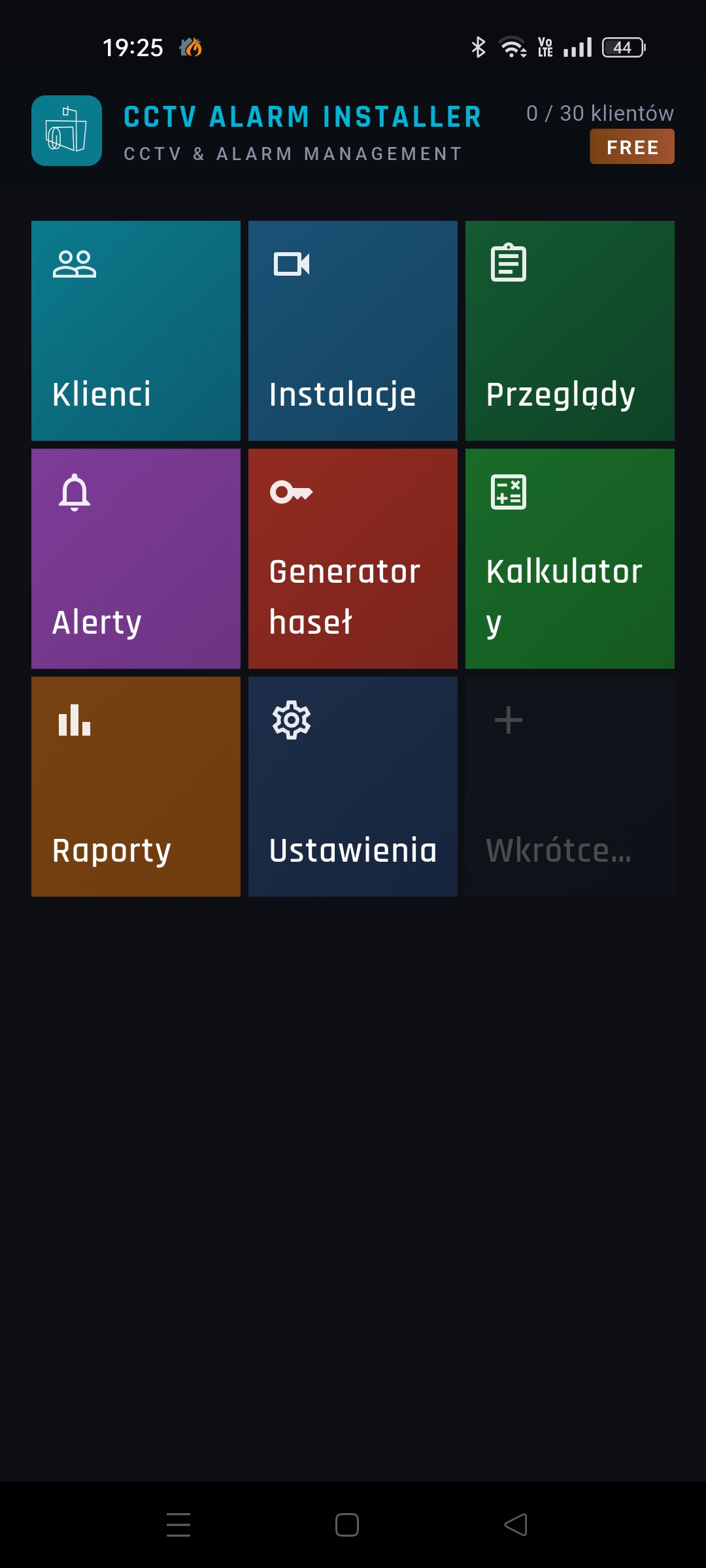 CCTV Alarm Installer - Dashboard