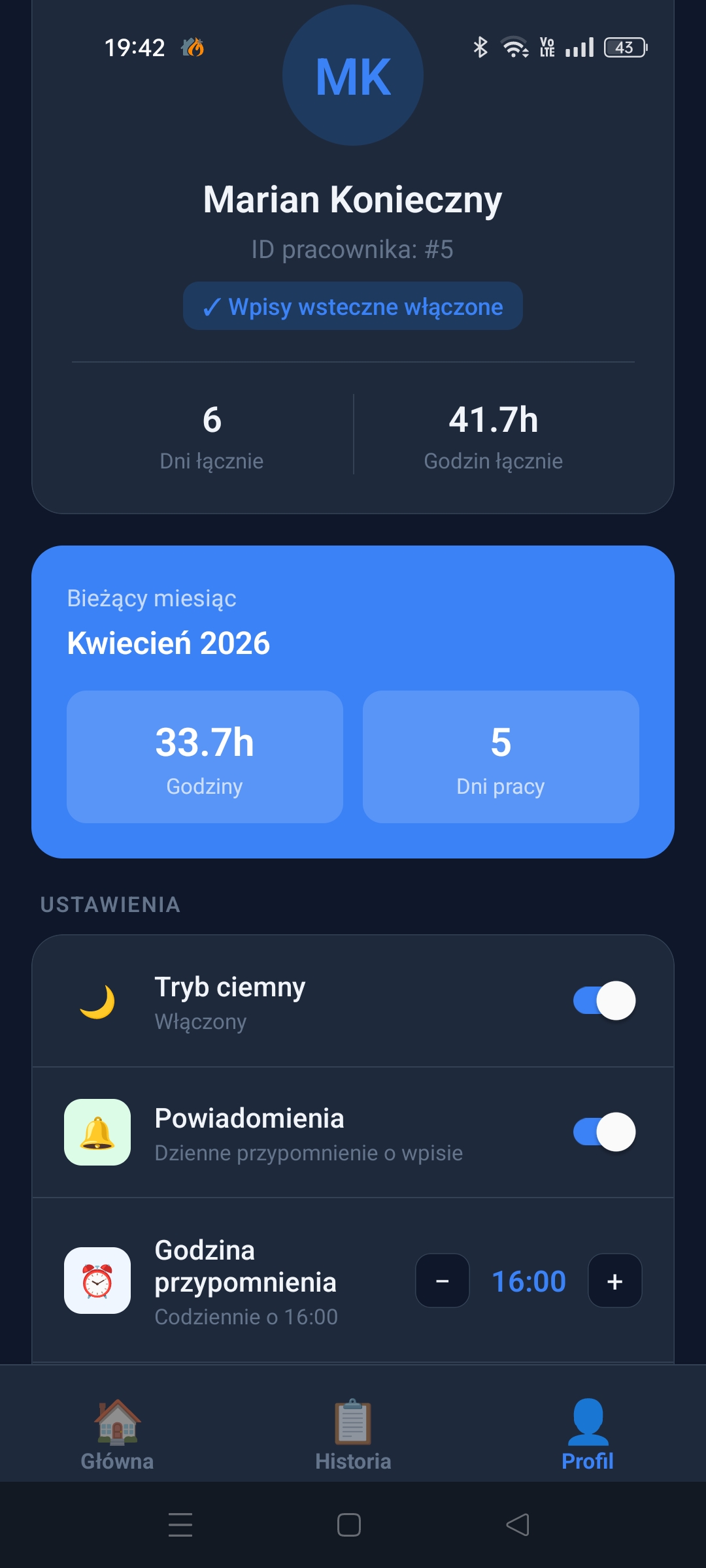Czas Pracy Instalatora - Raport PDF